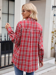 Mandy Plaid Button Up Long Sleeve Shirt Available in Multiple Color Options