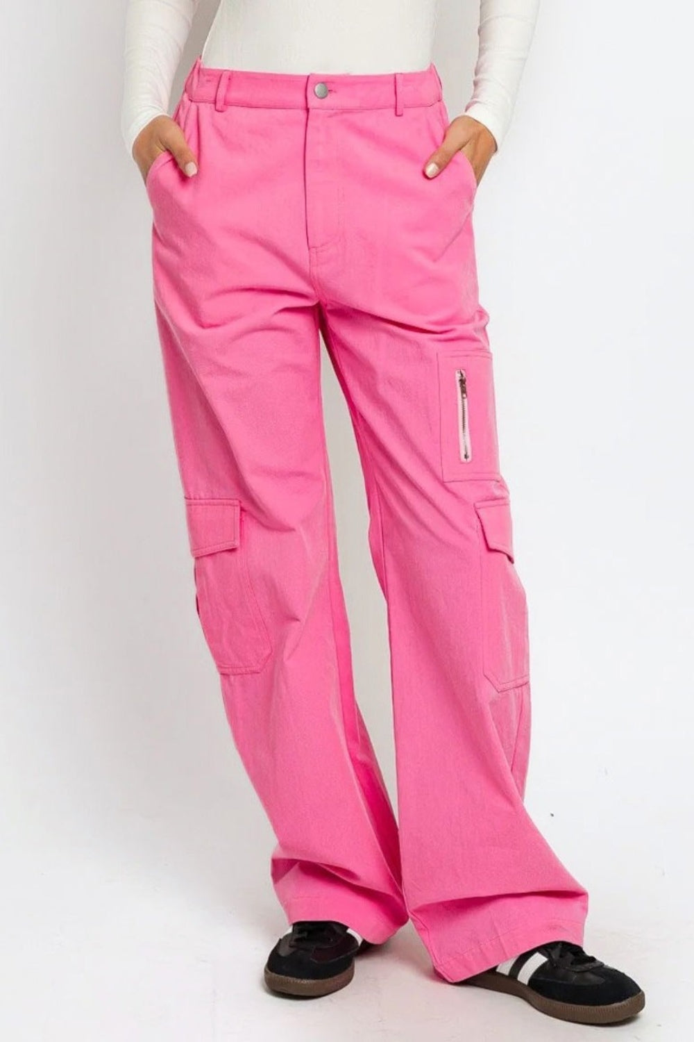 Tasha Apparel High Waisted Wide Leg Cargo Pants with Pockets [click for additional options]