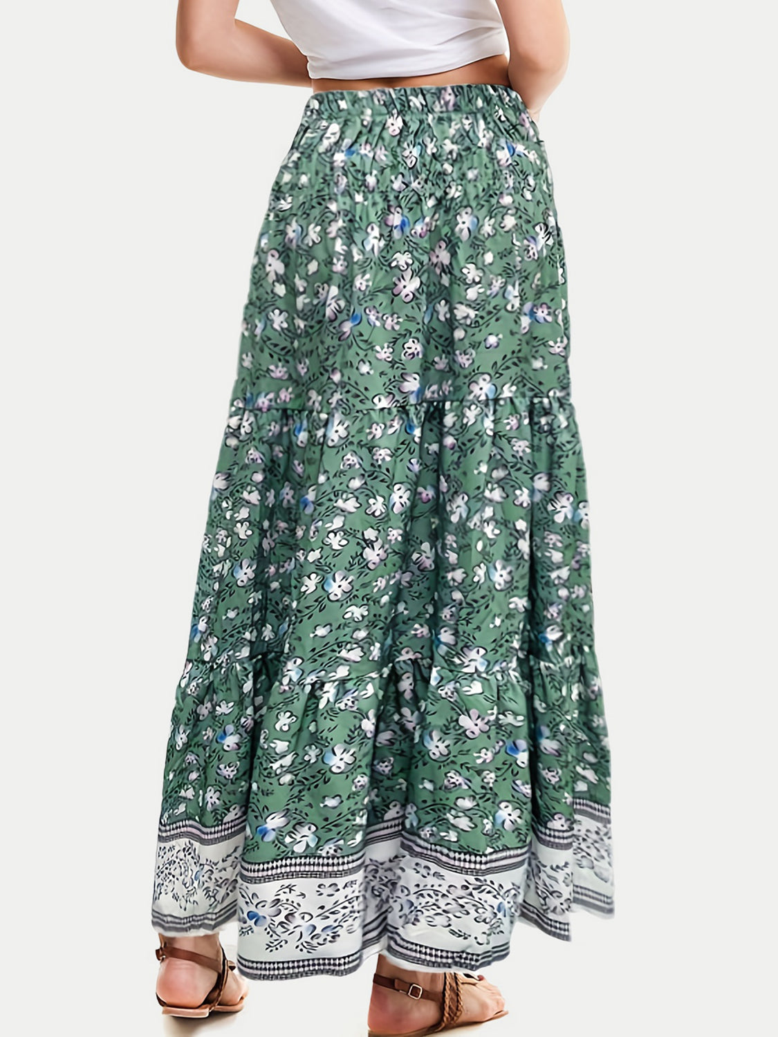Full Size Tiered Printed Elastic Waist Skirt [ Click for more options]