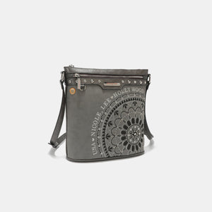 Nicole Lee USA Metallic Stitching Embroidery Inlaid Rhinestone Crossbody Bag [ click for additional color options]