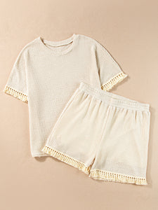 Tassel Round Neck Top and Shorts Set [ Available in additional Color]