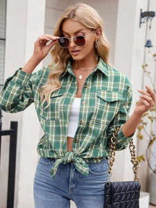 Mandy Plaid Button Up Long Sleeve Shirt Available in Multiple Color Options