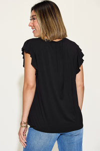 Basic Bae Full Size Bamboo Notched Ruffled Short Sleeve T-Shirt [click for more options]