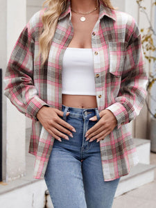 Mandy Plaid Collared Neck Long Sleeve Shirt Available in Multiple Color Options