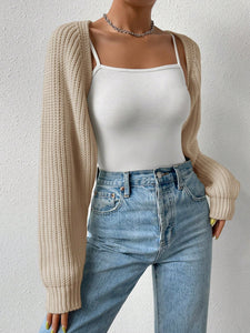 Honey Open Front Long Sleeve Cropped Cardigan ( Available in 4 color options)