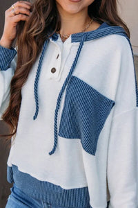 Drawstring Dropped Shoulder Long Sleeve Hoodie { click for additional color options}