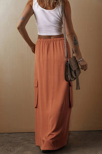 Drawstring Maxi Skirt with Pockets