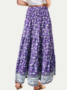 Full Size Tiered Printed Elastic Waist Skirt [ Click for more options]