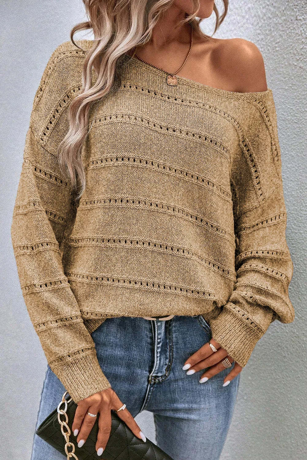 Boat Neck Dropped Shoulder Sweater ( available on multiple colors)