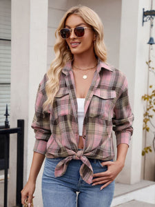 Mandy Plaid Button Up Long Sleeve Shirt Available in Multiple Color Options