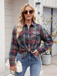 Mandy Plaid Button Up Long Sleeve Shirt Available in Multiple Color Options