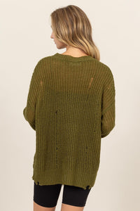 HYFVE Distressed Long Sleeve Knit Top