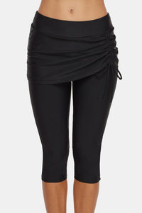 Drawstring Mid-Rise Waist Swim Capris Click for more available options]
