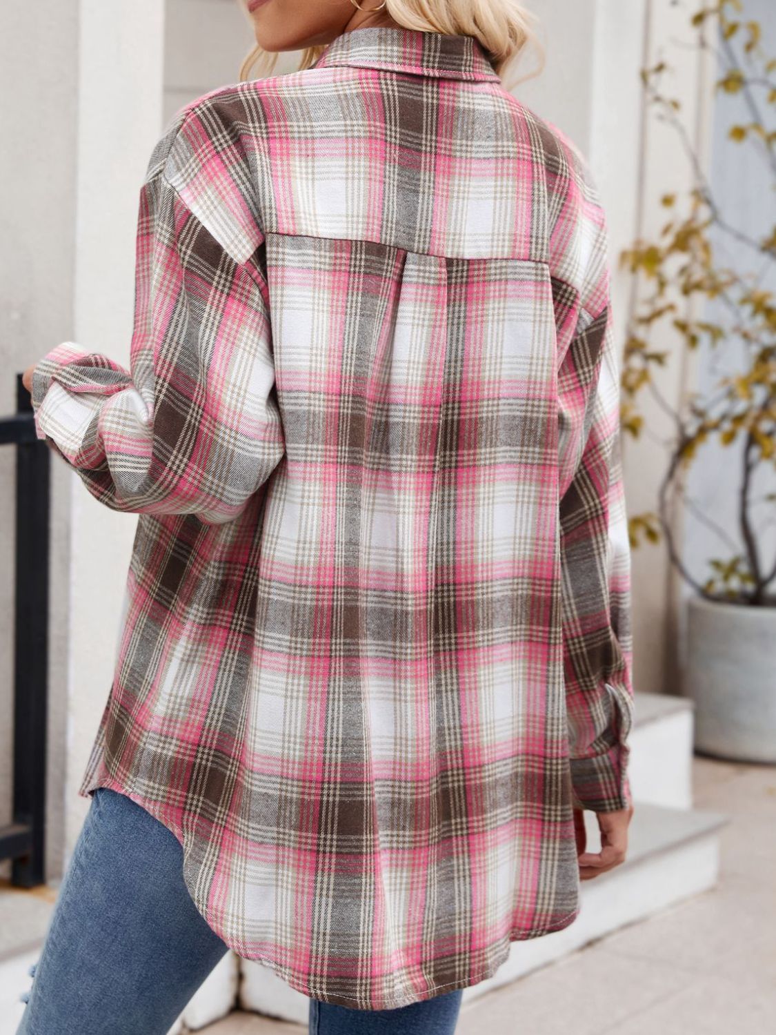 Mandy Plaid Collared Neck Long Sleeve Shirt Available in Multiple Color Options