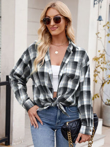 Mandy Plaid Collared Neck Long Sleeve Shirt Available in Multiple Color Options