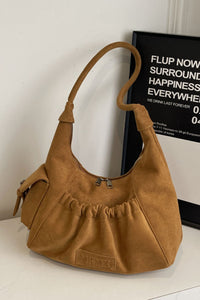 Ruched Suede Handbag with Zipper Available in several color options