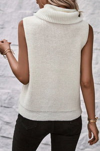 Central Seam Turtleneck Sleeveless Sweater Vest