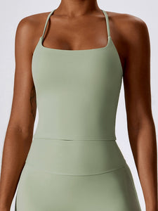 Square Neck Back Crisscross Tank Top Other Colors Available