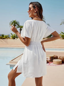Smocked V-Neck Short Sleeve Dress ( click for more options)