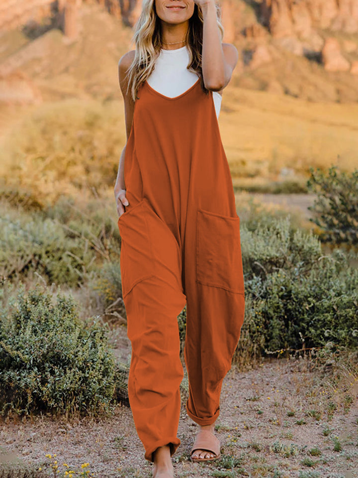 Double Take Full Size Sleeveless V-Neck Pocketed Jumpsuit Additional Options Available