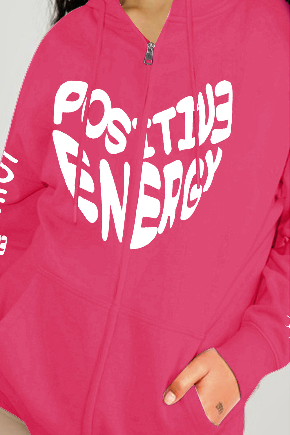 Simply Love Full Size POSITIVE ENERGY Graphic Hoodie