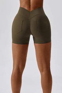 Wide Waistband Back Pocket Sports Shorts Other Colors Available