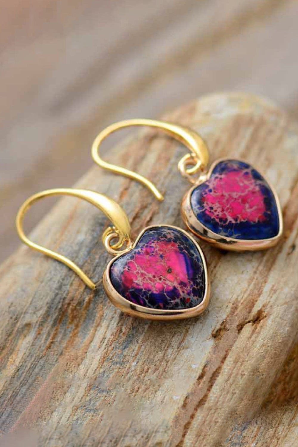 Imperial Jasper Heart Earrings Multiple Options Available