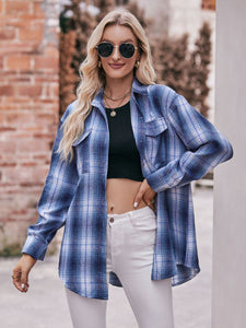 Plaid Dropped Shoulder Longline Shirt [additional options available]