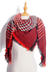 Plaid Raw Hem Polyester Scarf  [Click for additional options]