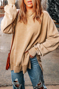 Dropped Shoulder Round Neck Long Sleeve Blouse [additional options available]
