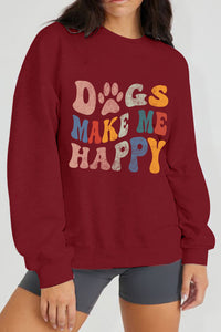 Simply Love Full Size DOGS MAKE ME HAPPY Graphic Sweatshirt