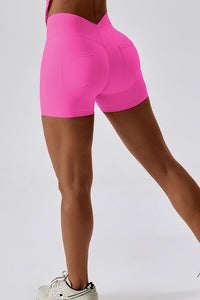 Wide Waistband Back Pocket Sports Shorts Other Colors Available