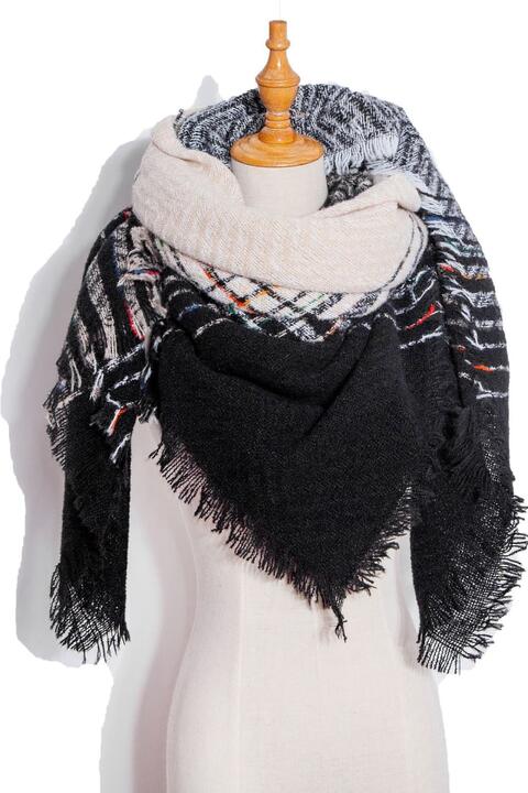 Plaid Raw Hem Polyester Scarf  [Click for additional options]