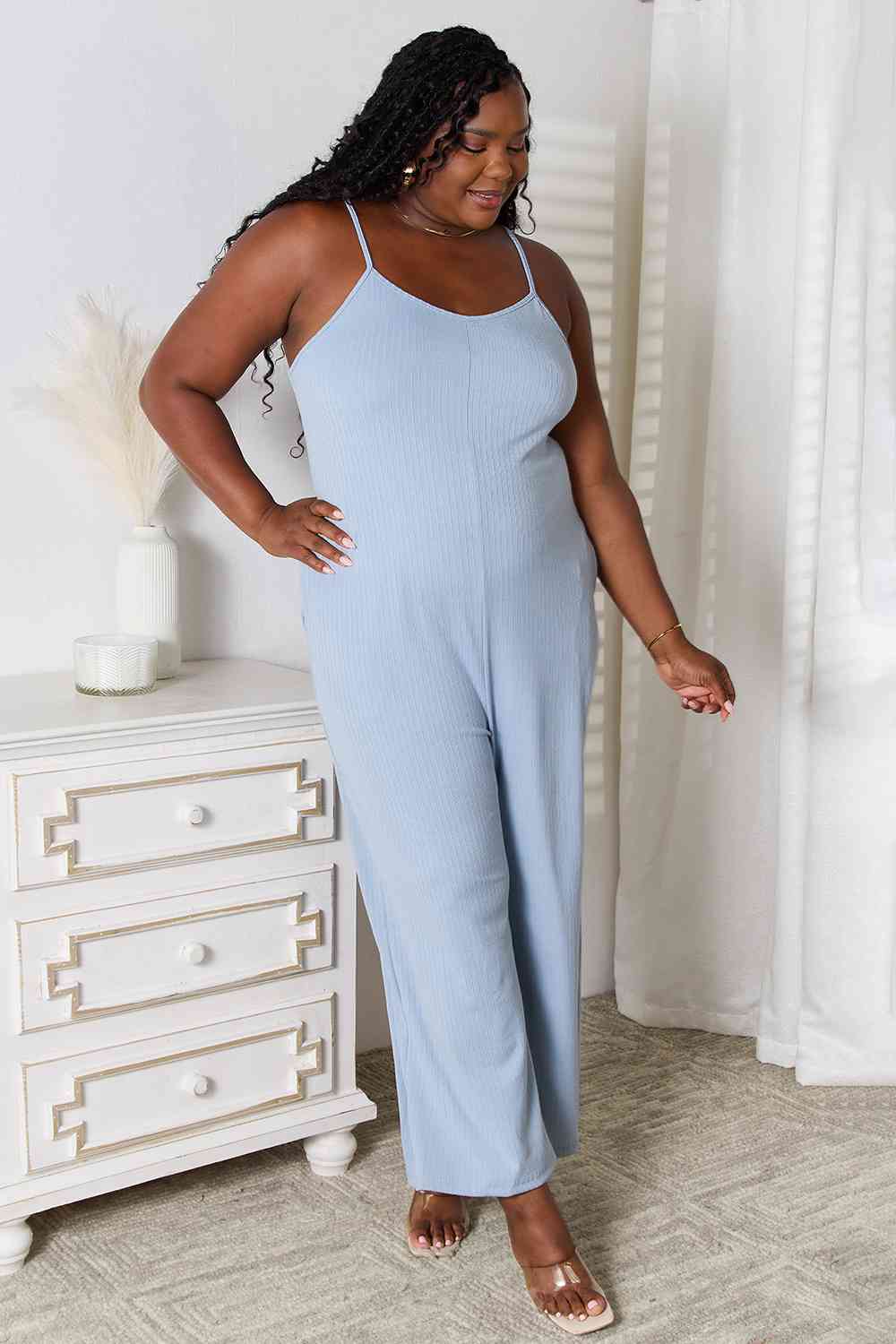 Basic Bae Full Size Spaghetti Strap V-Neck Jumpsuit   (Click for Additional Color Options)