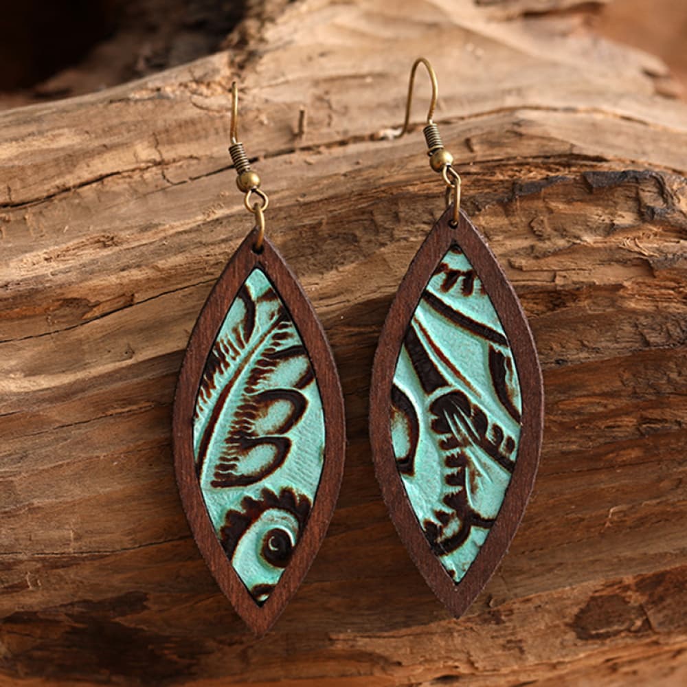 Geometrical Shape Wooden Dangle Earrings Additional Options Available