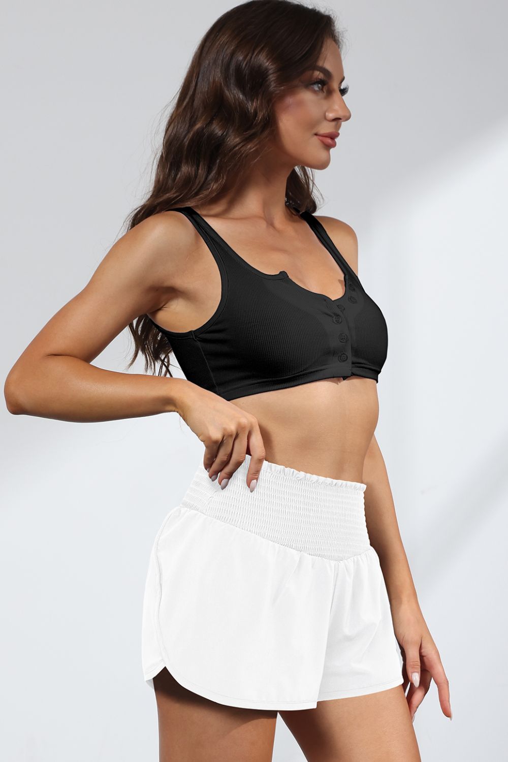 Smocked Paperbag Waist Shorts Available in Multiple Color Options