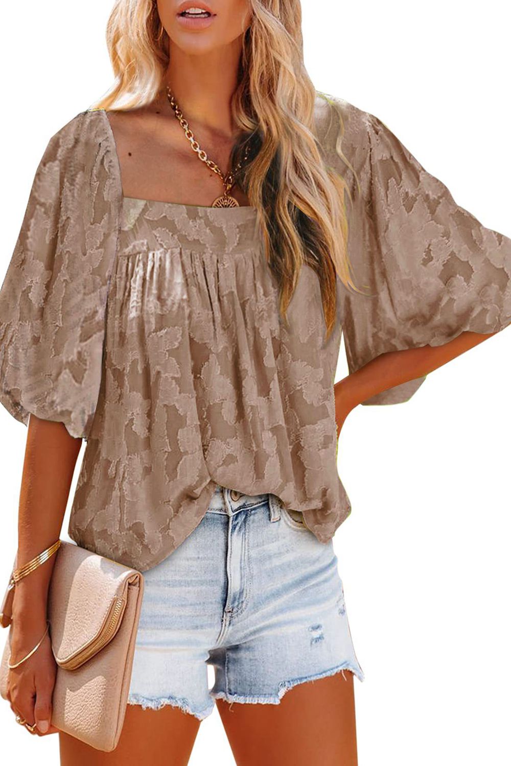 Square Neck Puff Sleeve Blouse Other Colors Available