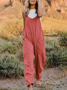 Double Take Full Size Sleeveless V-Neck Pocketed Jumpsuit Additional Options Available