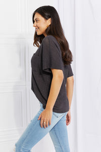 Zenana Full Size Spring It On Keyhole Jacquard Sweater in Gray