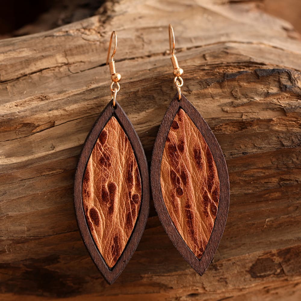 Geometrical Shape Wooden Dangle Earrings Additional Options Available