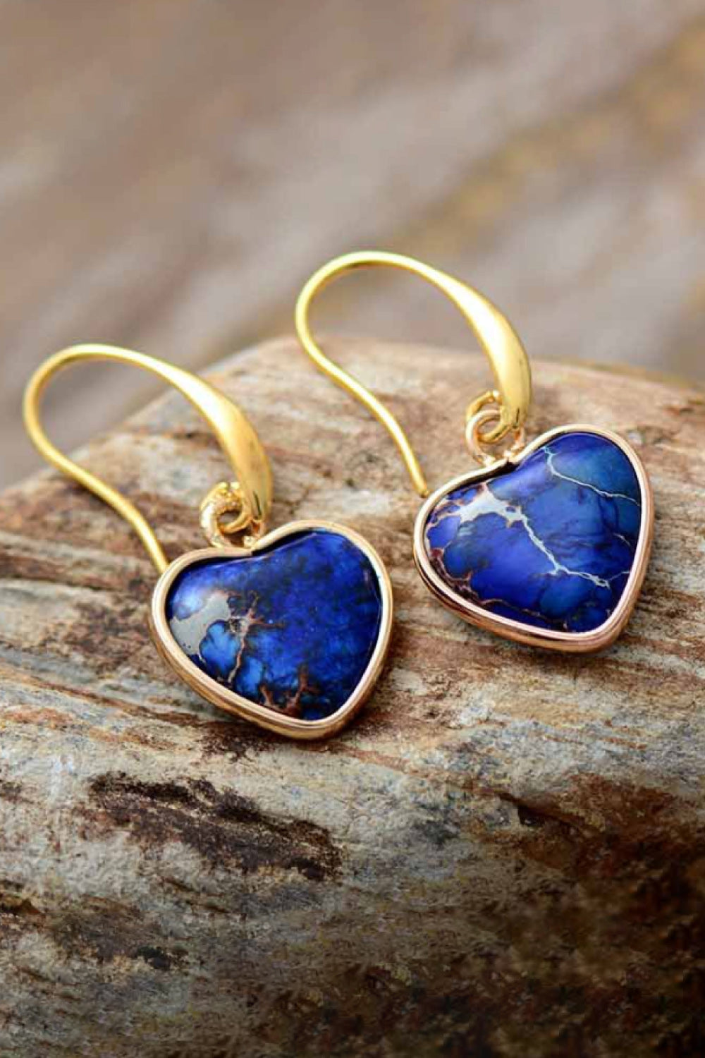 Imperial Jasper Heart Earrings Multiple Options Available