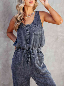 Drawstring Waist Sleeveless Jumpsuit  [Click for additional options]