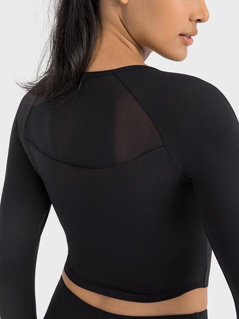 Square Neck Long Sleeve Cropped Sports Top  [Click for additional options]