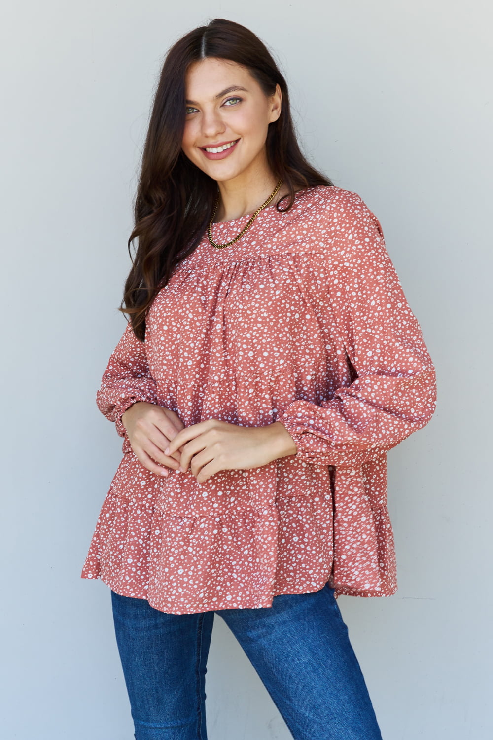 ODDI Dizzy Leopard Printed Babydoll Blouse