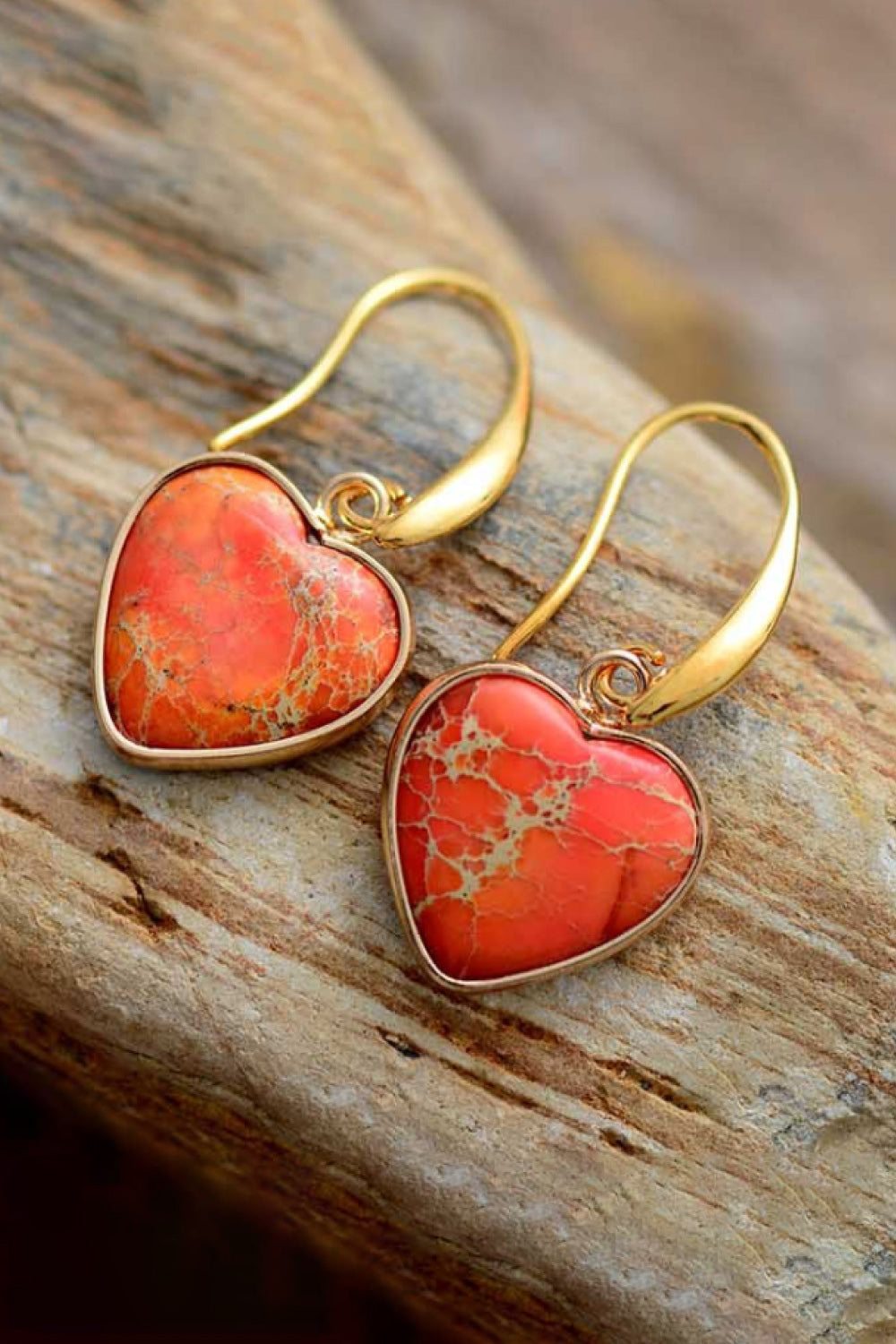 Imperial Jasper Heart Earrings Multiple Options Available