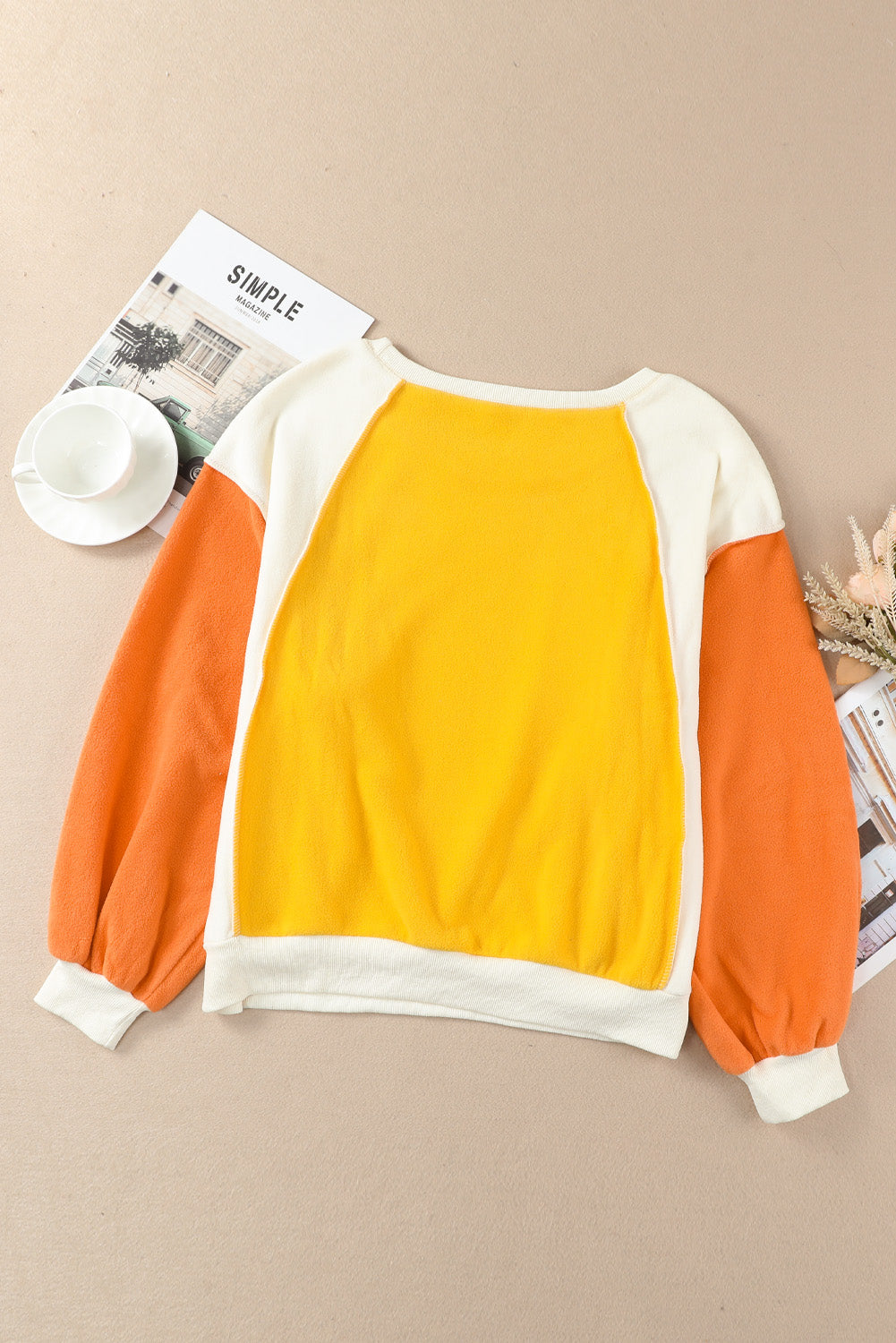Round Neck Dropped Shoulder Color Block Sweatshirt [Click for more Options]