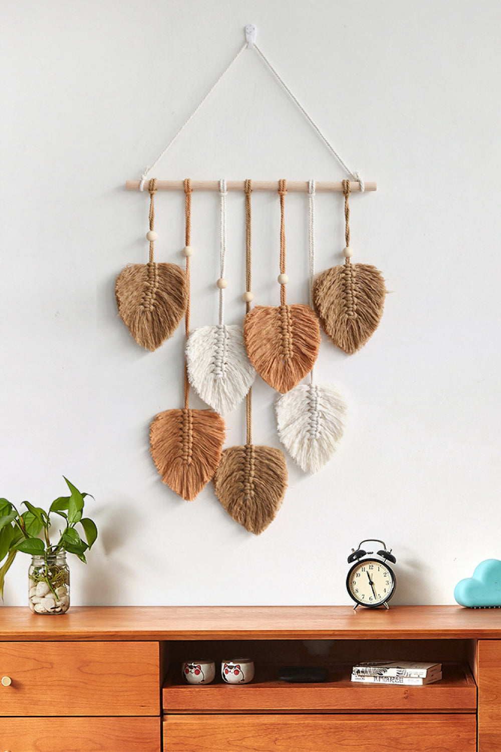 Macrame Leaf Bead Wall Hanging Available in 3 Color Options