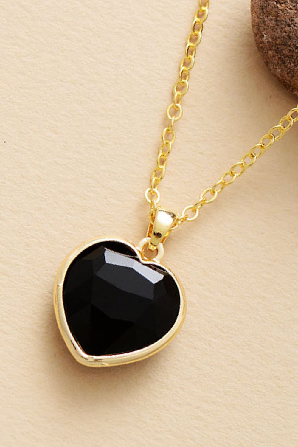 Natural Stone Heart Pendant Necklace Multiple Options Available