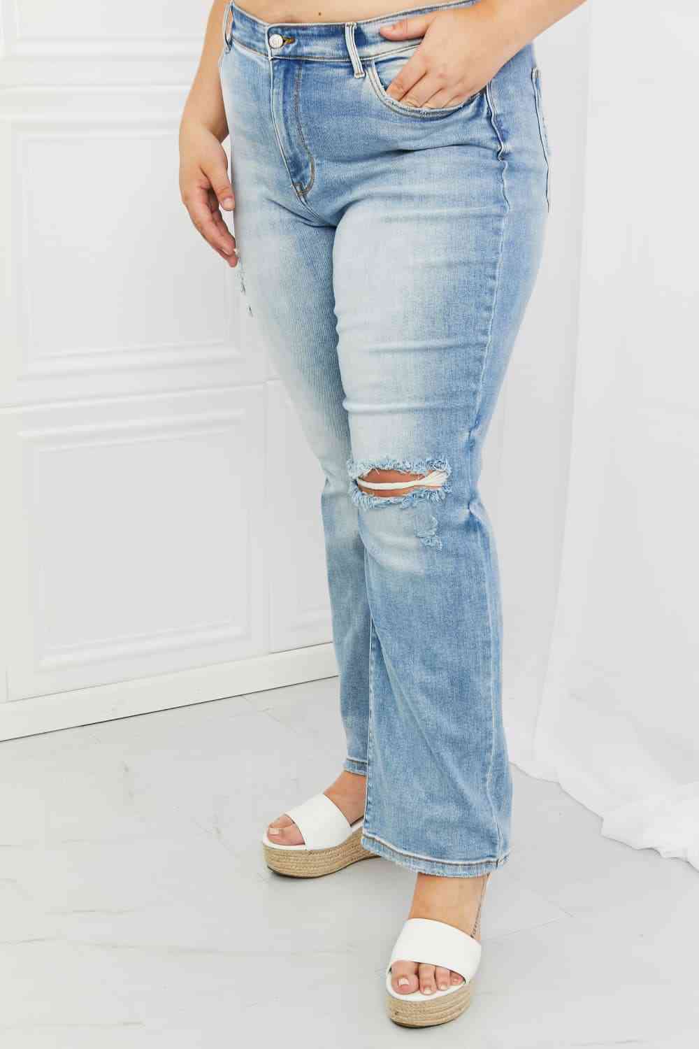 Judy Blue Natalie Full Size Distressed Straight Leg Jeans