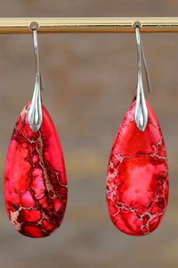 Handmade Teardrop Shape Natural Stone Dangle Earrings Available in Multiple Colors